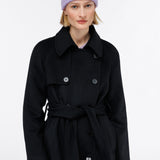 Wool Trench Coat long svart