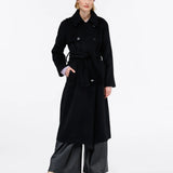 Wool Trench Coat long svart