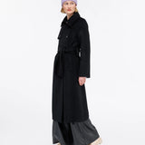 Wool Trench Coat long svart