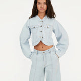 Round Sleeve Denim Jacket