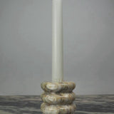 Marble Candle Holder Ribbed Beige