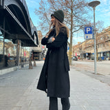 Wool Trench Coat long svart