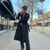 Wool Trench Coat long svart