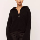 Florie Zip Knit Black