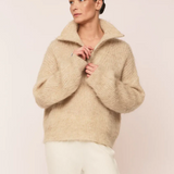 Florie Brushed Zip Knit Washed Sand